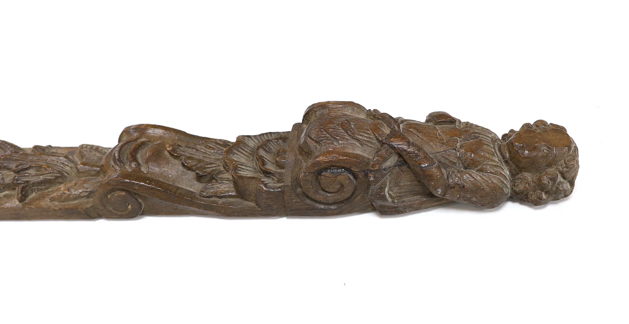 An 18th century carved oak appliqué, 70cm